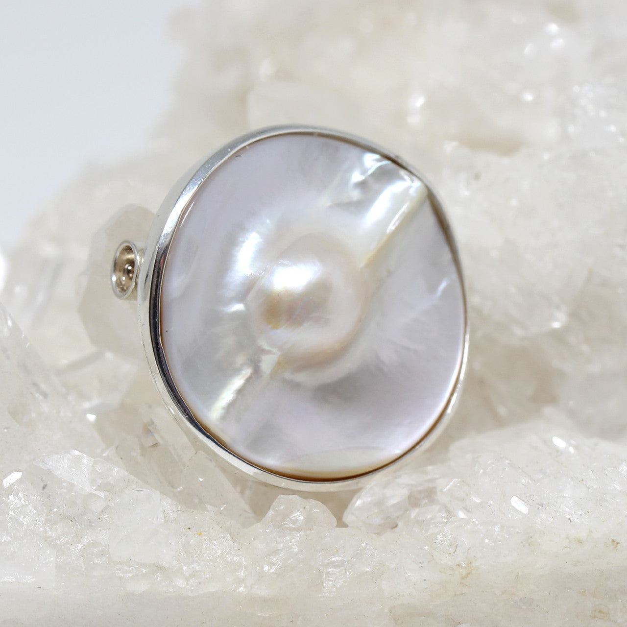 Wechselschließe in Silber mit Mabeperle