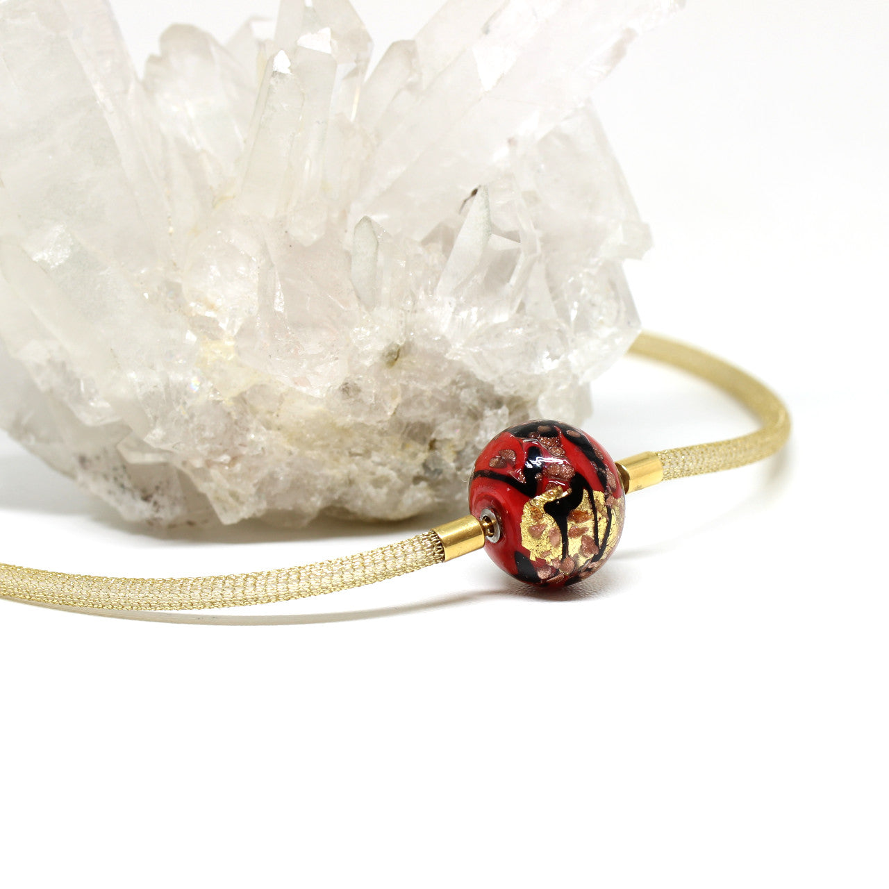 Wechselschließe Muranoglas rot gold