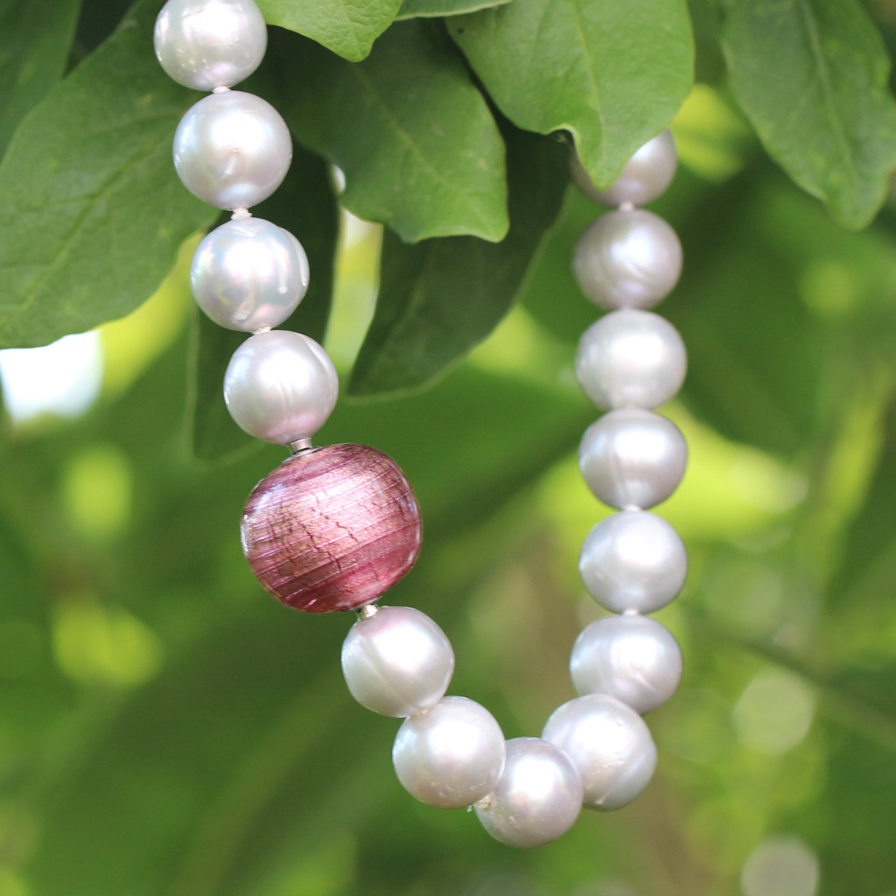 Wechselschließe Muranoglas rosa