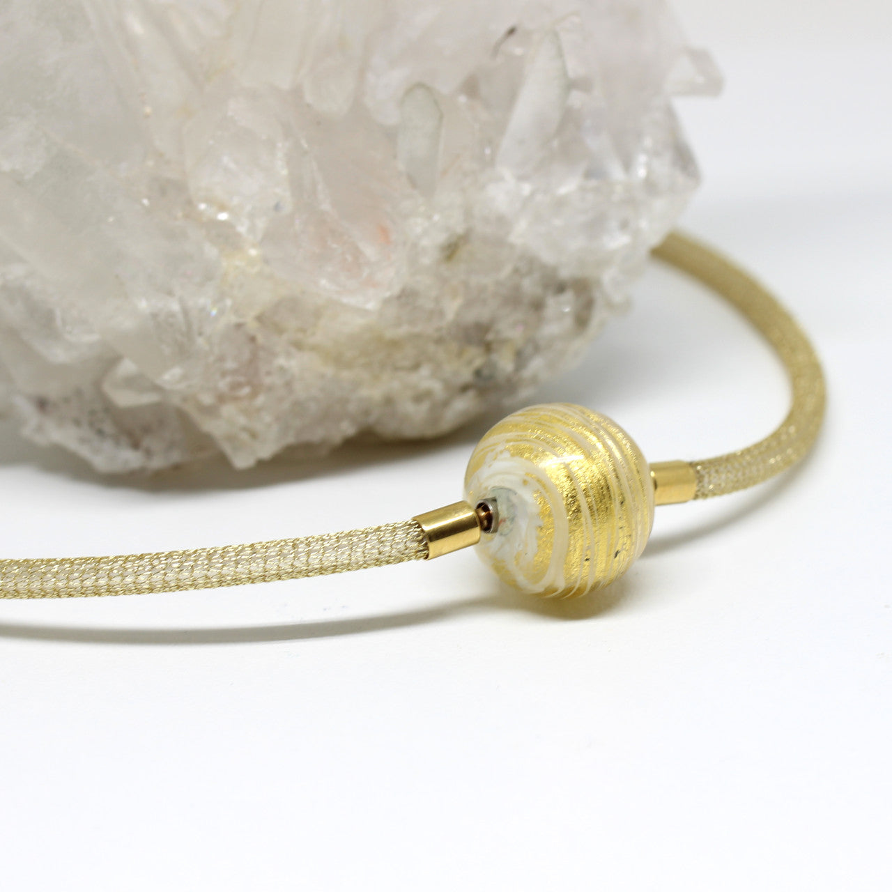 Wechselschließe Muranoglas Gold gestreift