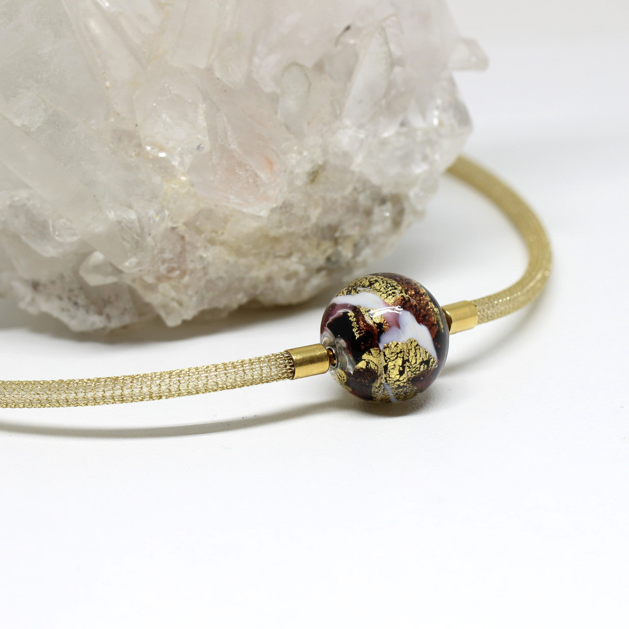 Wechselschließe Muranoglas Gold mit Rosa