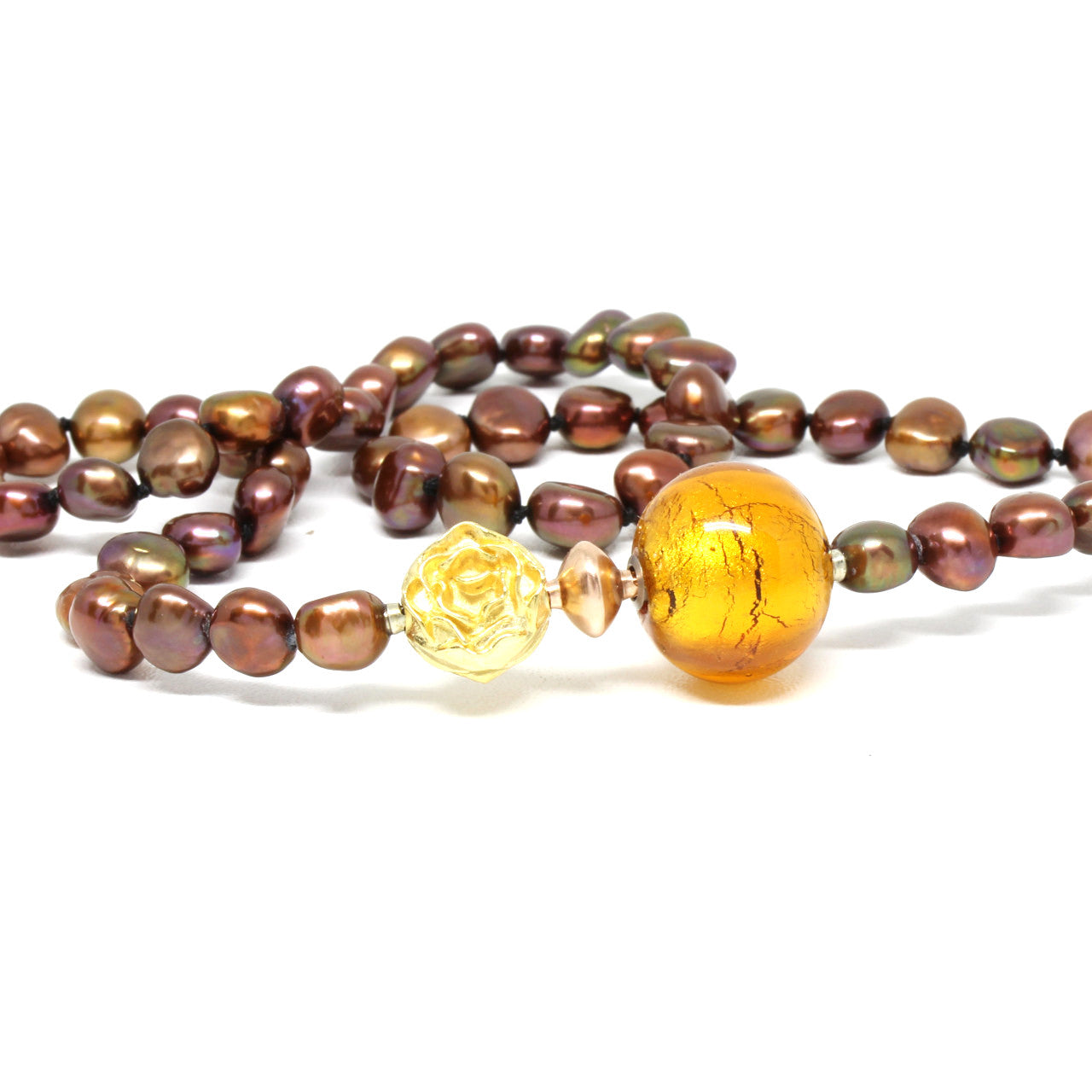 Wechselschließe Muranoglas bernsteinfarben