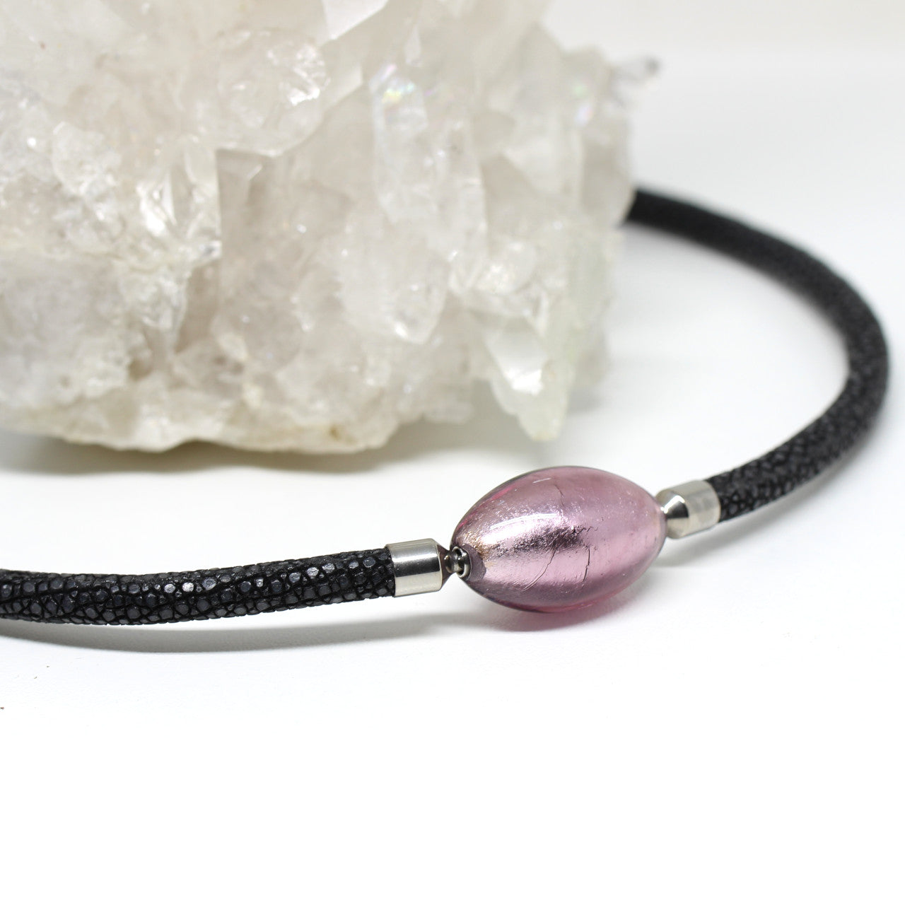 Wechselschließe Muranoglas rosa Olive
