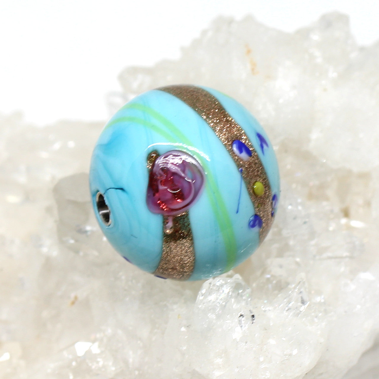 Wechselschließe Muranoglas türkis gesmustert