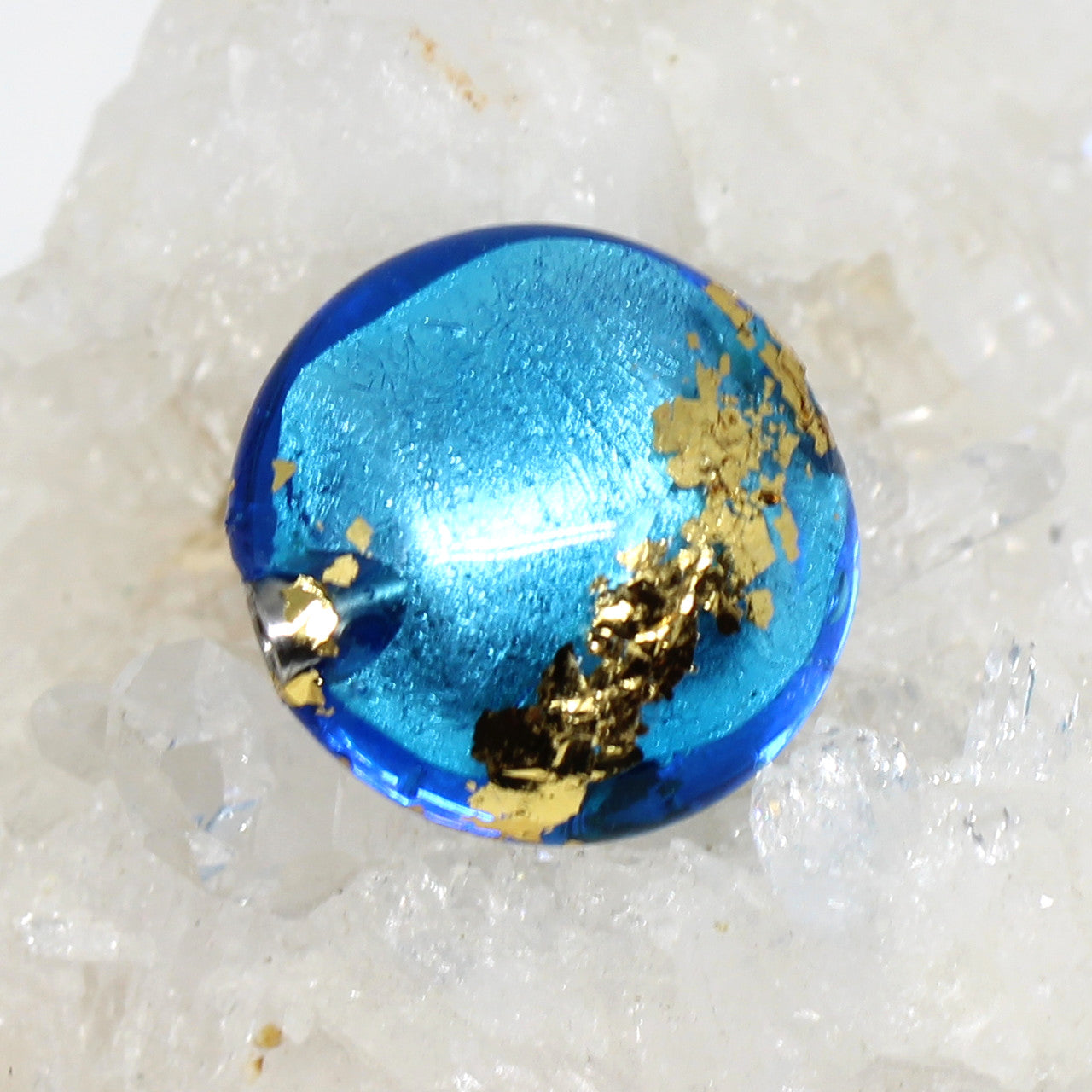 Wechselschließe Muranoglas blau mit Blattgold