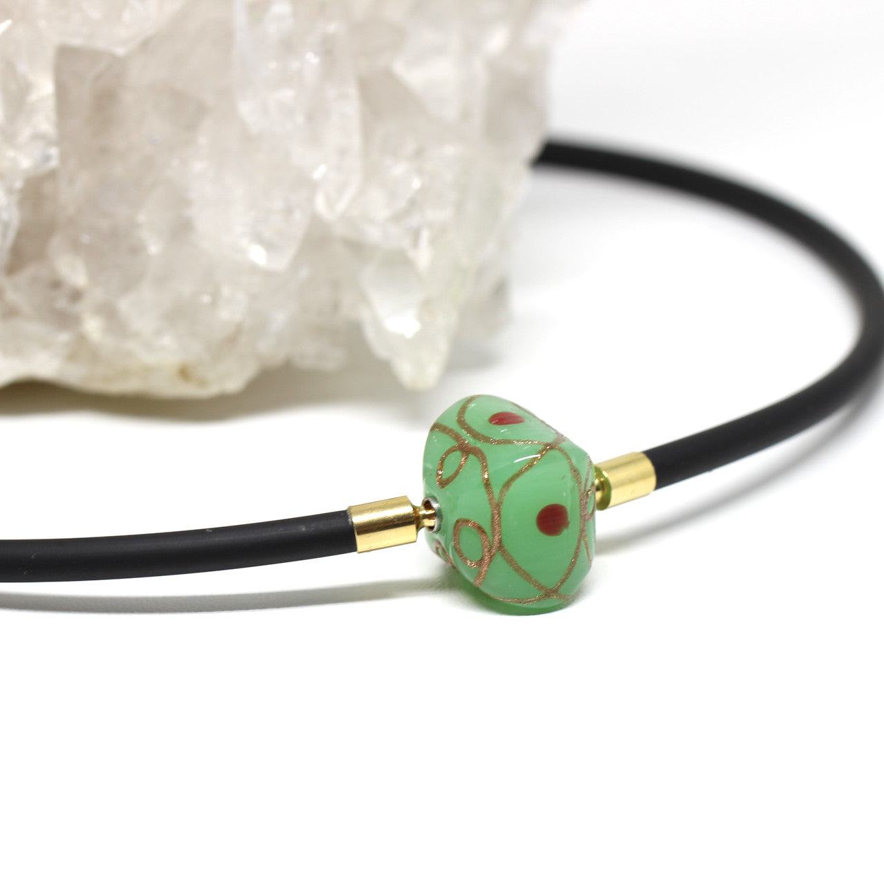 Wechselschließe Muranoglas grün Quadrat