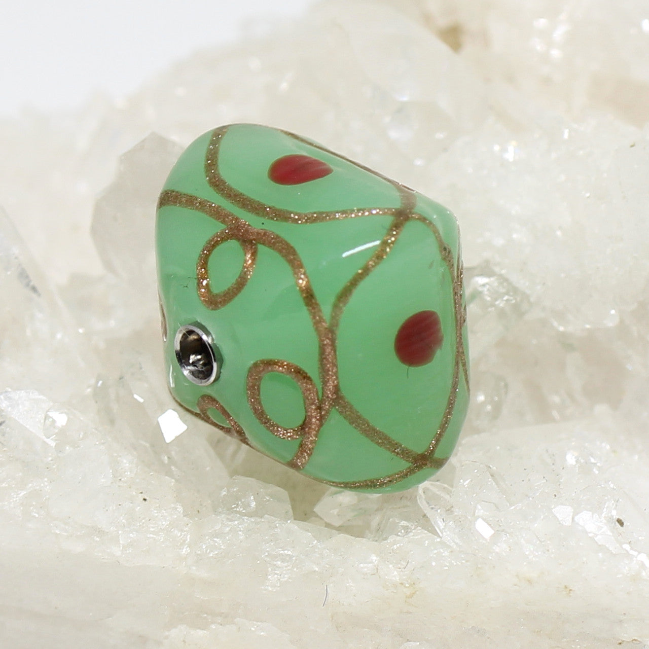 Wechselschließe Muranoglas grün Quadrat