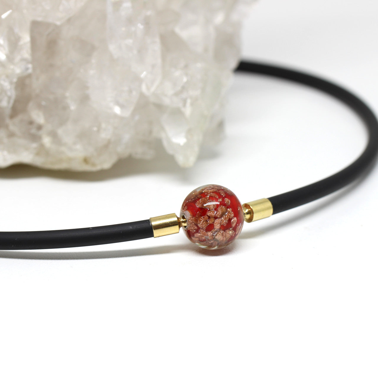 Wechselschließe Muranoglas rot gemustert