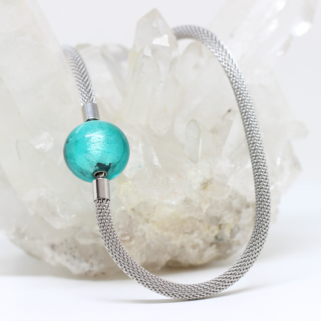 Wechselschließe Muranoglas grün-blau