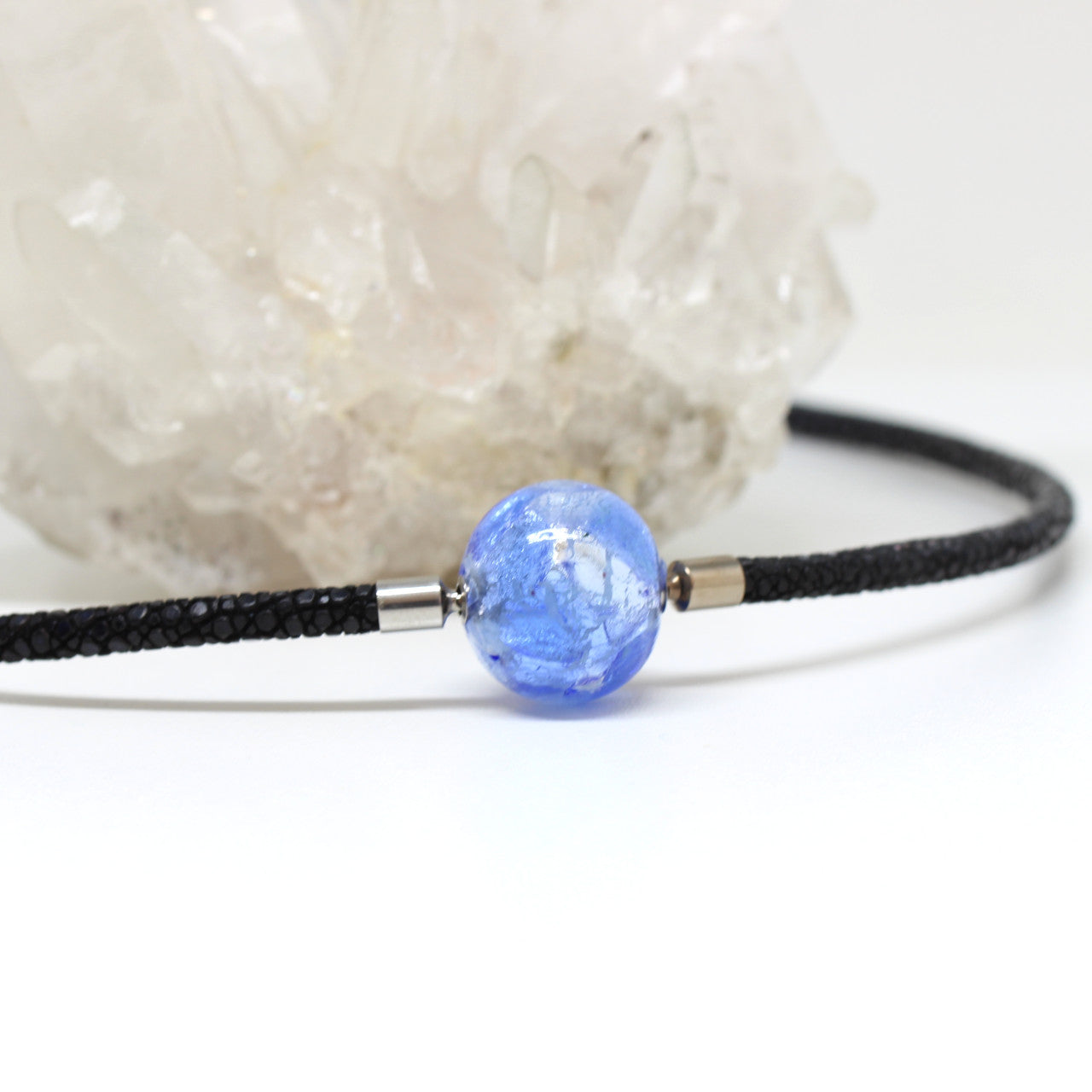 Wechselschließe Muranoglas blue meets silver