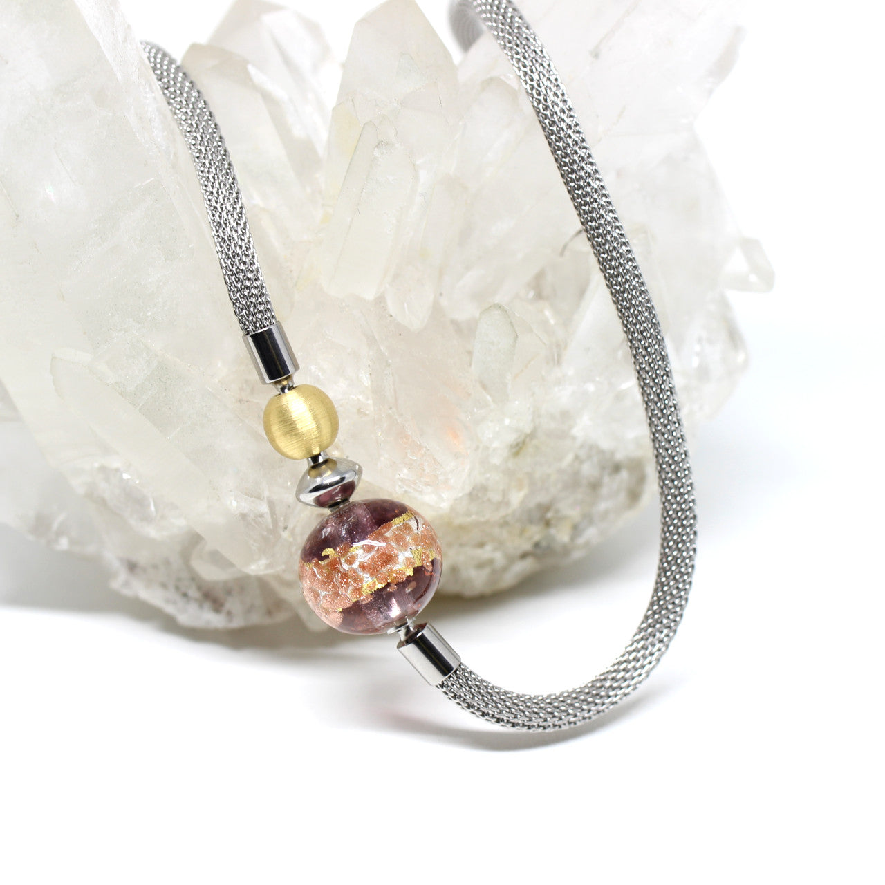 Wechselschließe Muranoglas lila