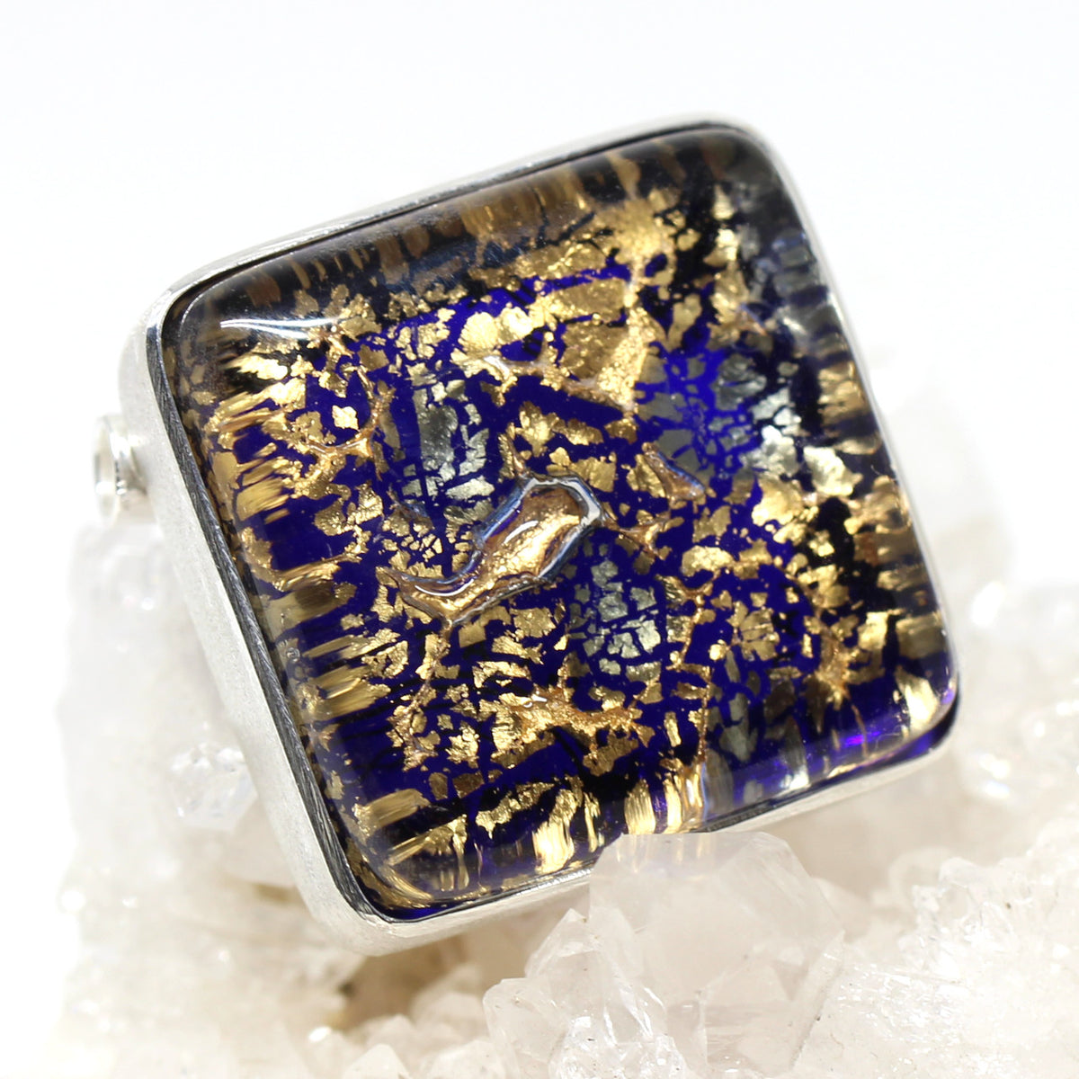 Wechselschließe Muranoglas Quadrat Gold