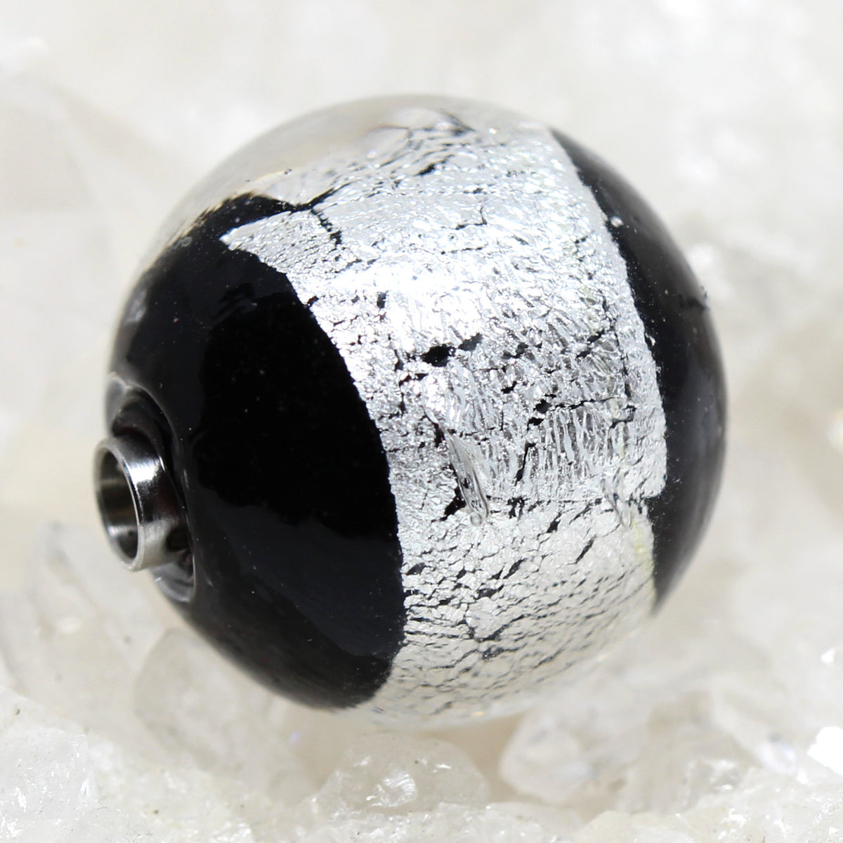 Wechselschließe Muranoglas silver and black