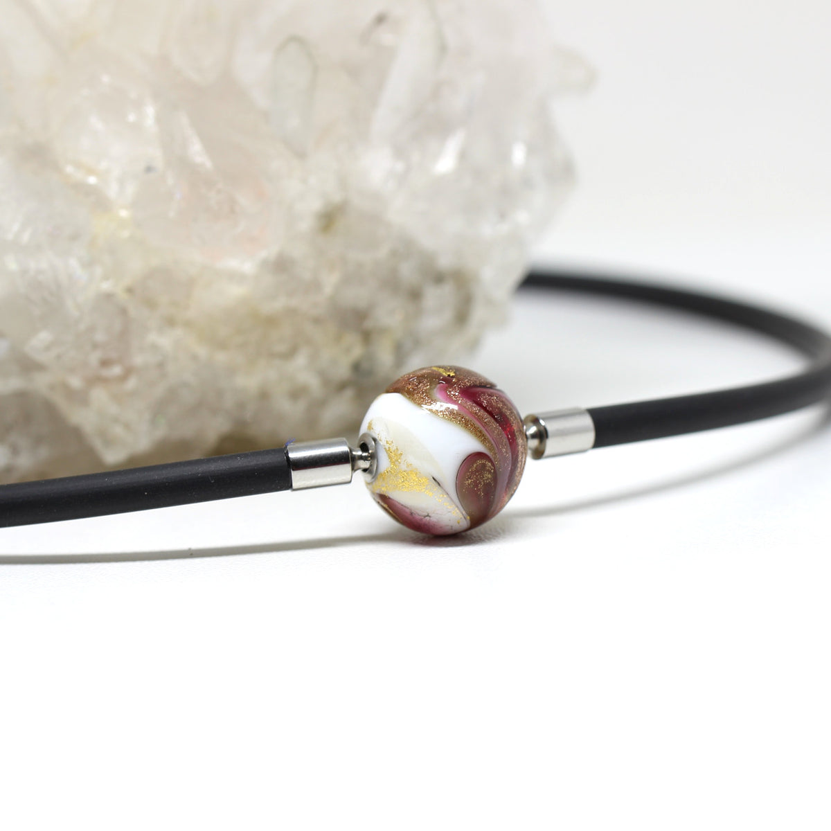 Wechselschließe Muranoglas Gold mit Rosa