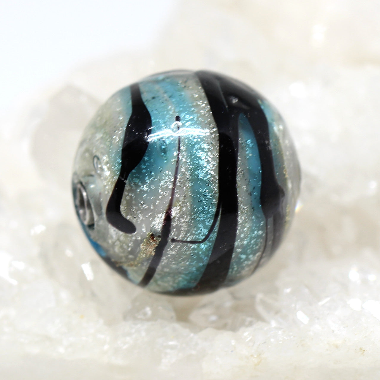 Wechselschließe Muranoglas blue meets silver