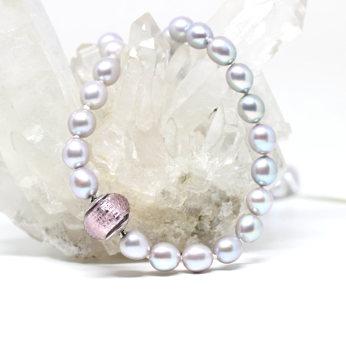 Wechselschließe Muranoglas rosa