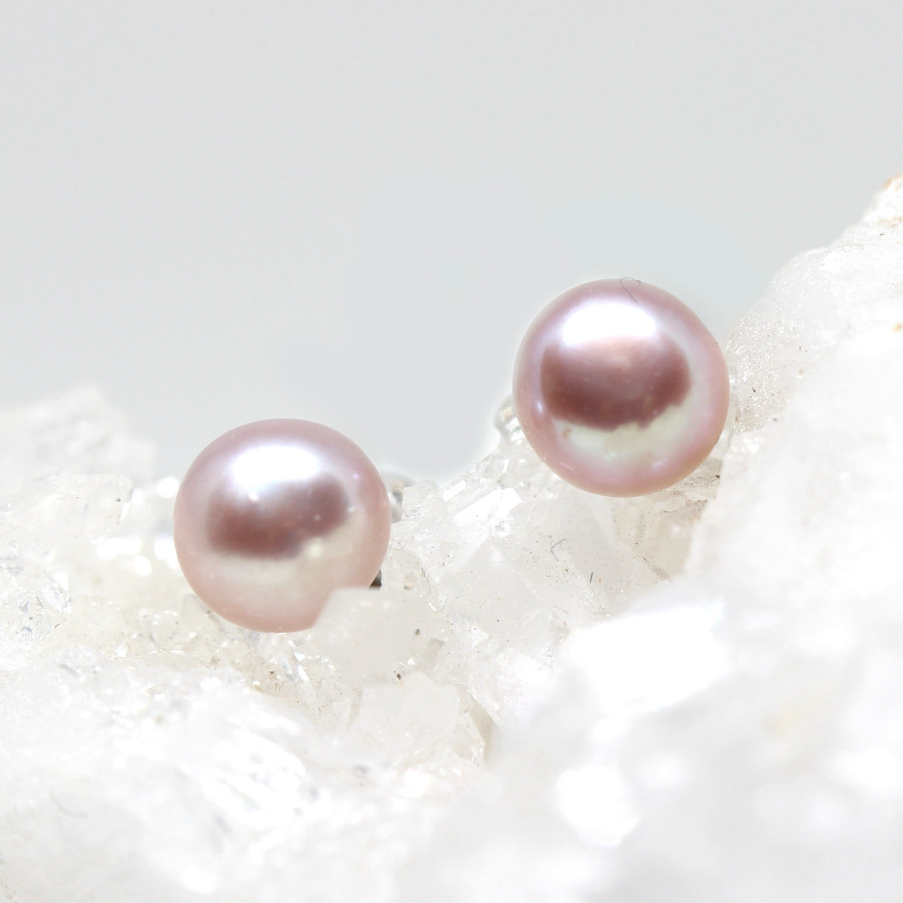 Ohrstecker Silber Perle flach rosa