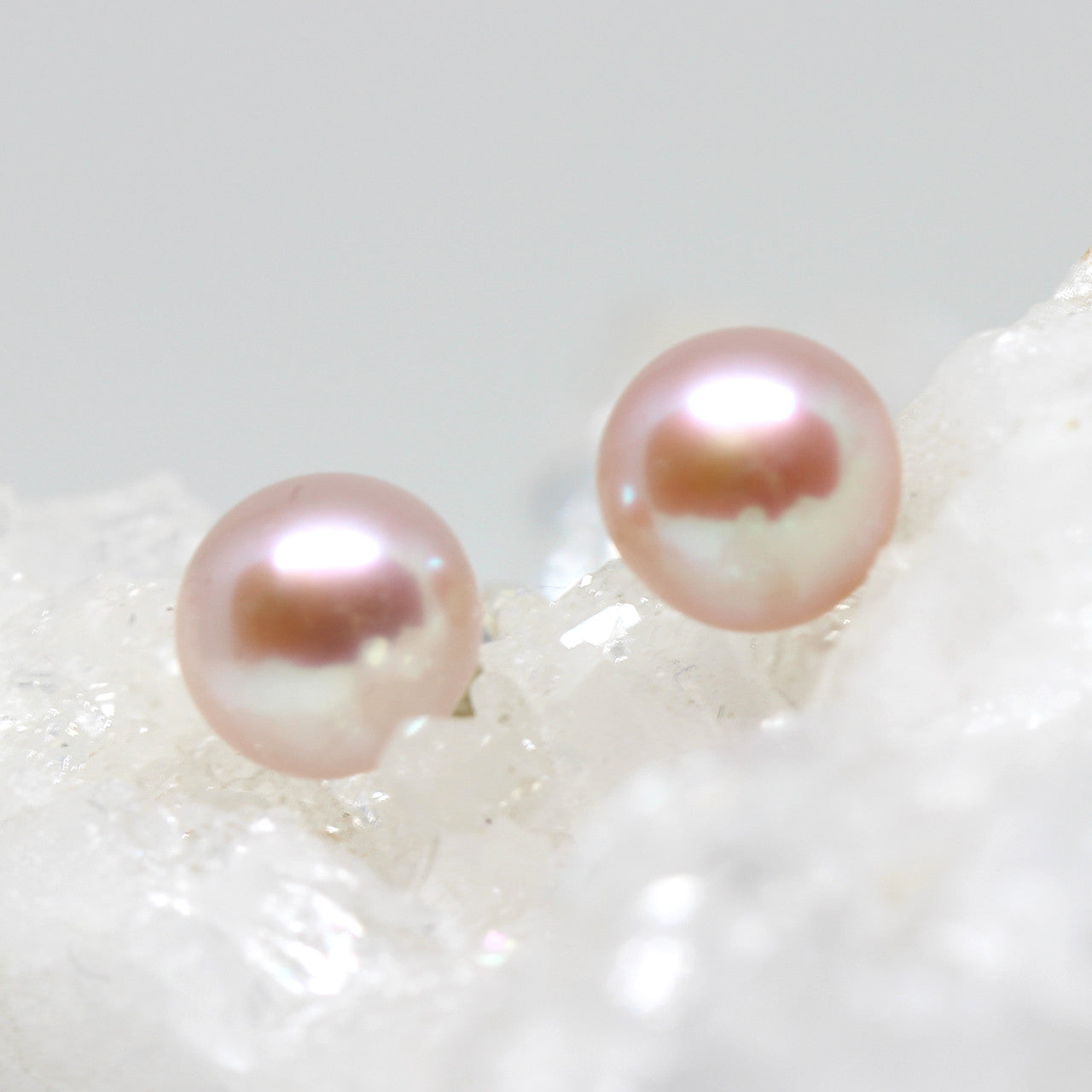 Ohrstecker Silber Perle flach rosa