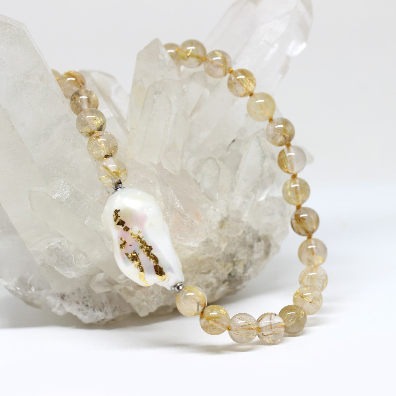 Wechselschließe Barockperle mit Blattgold