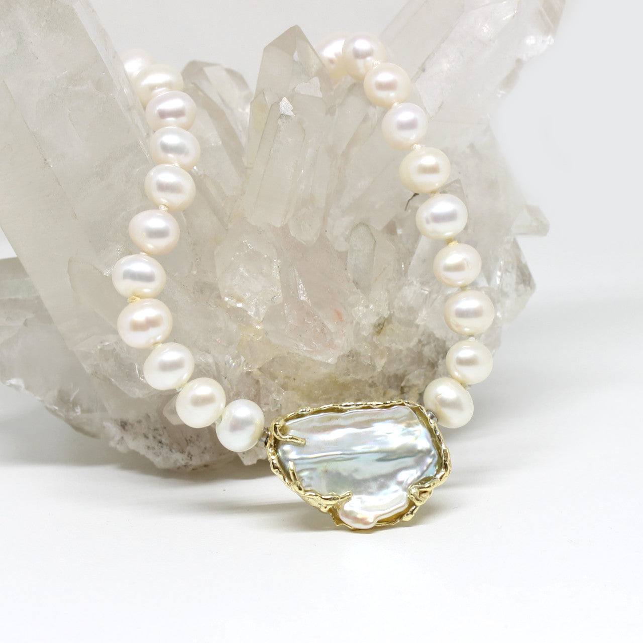 Wechselschließe 585er Gelbgold mit Perle