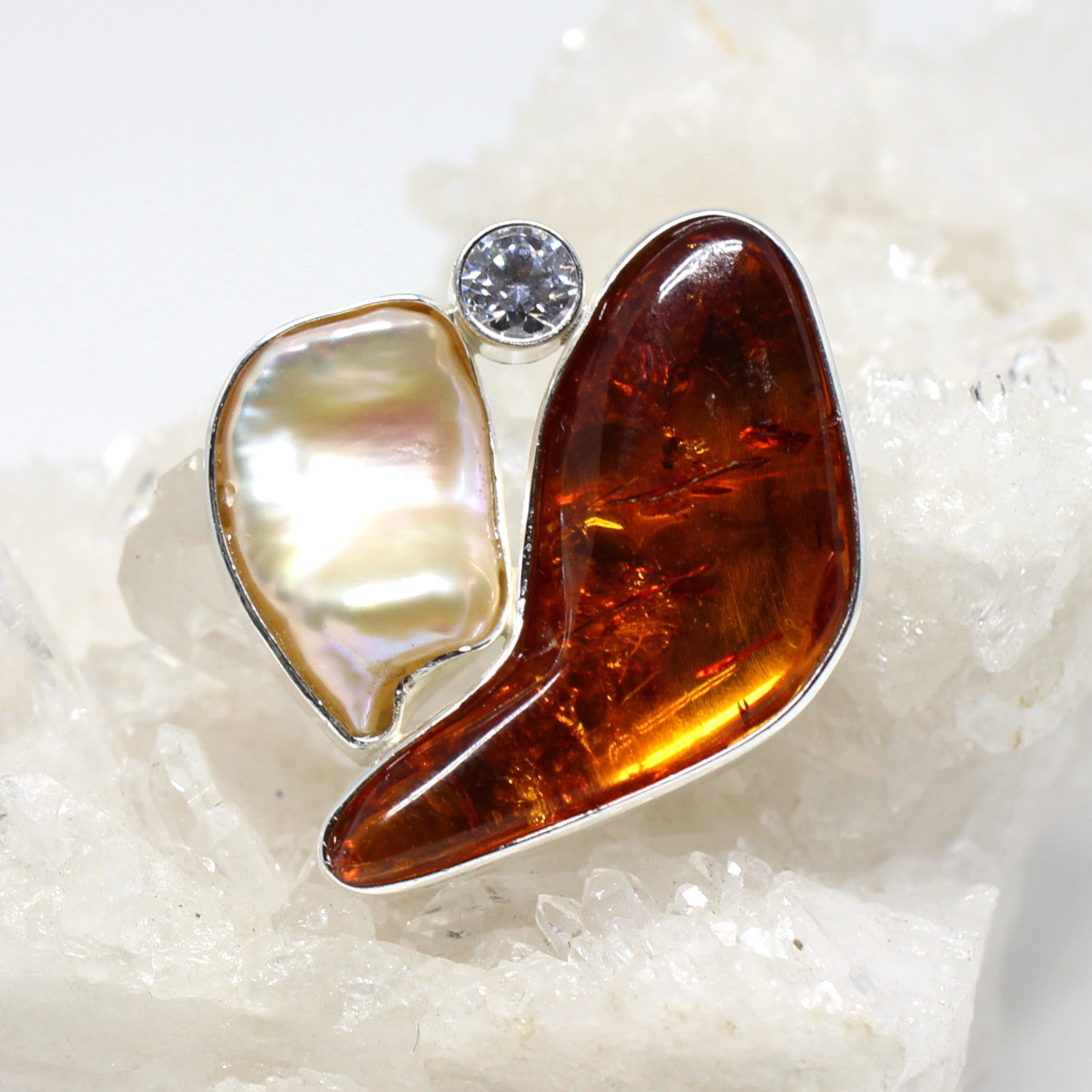 Wechselschließe Bernstein und Perle