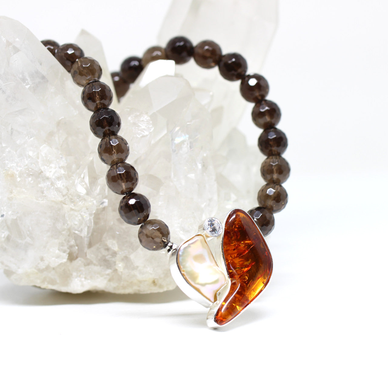 Wechselschließe Bernstein und Perle