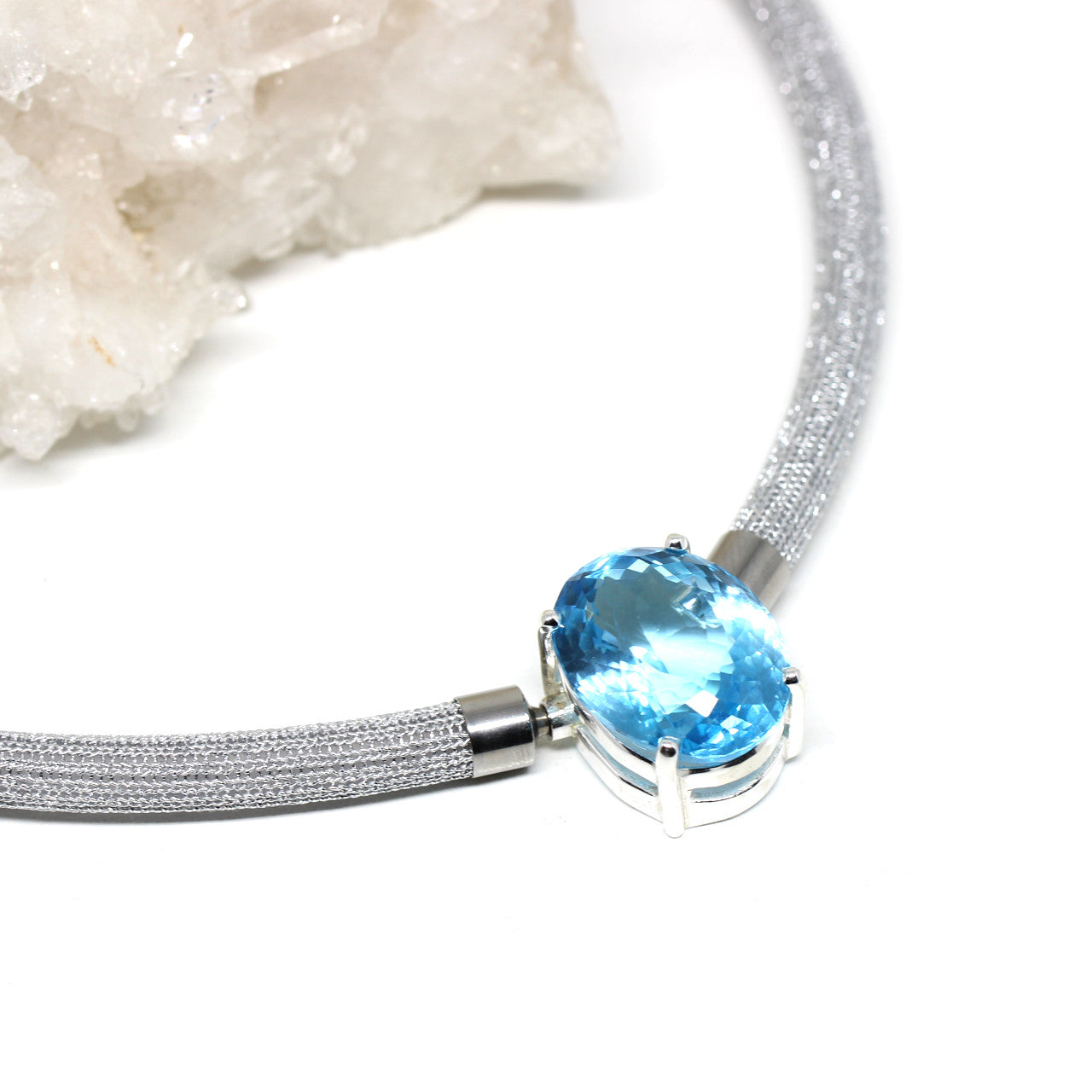 Wechselschließe in Silber mit Blautopas