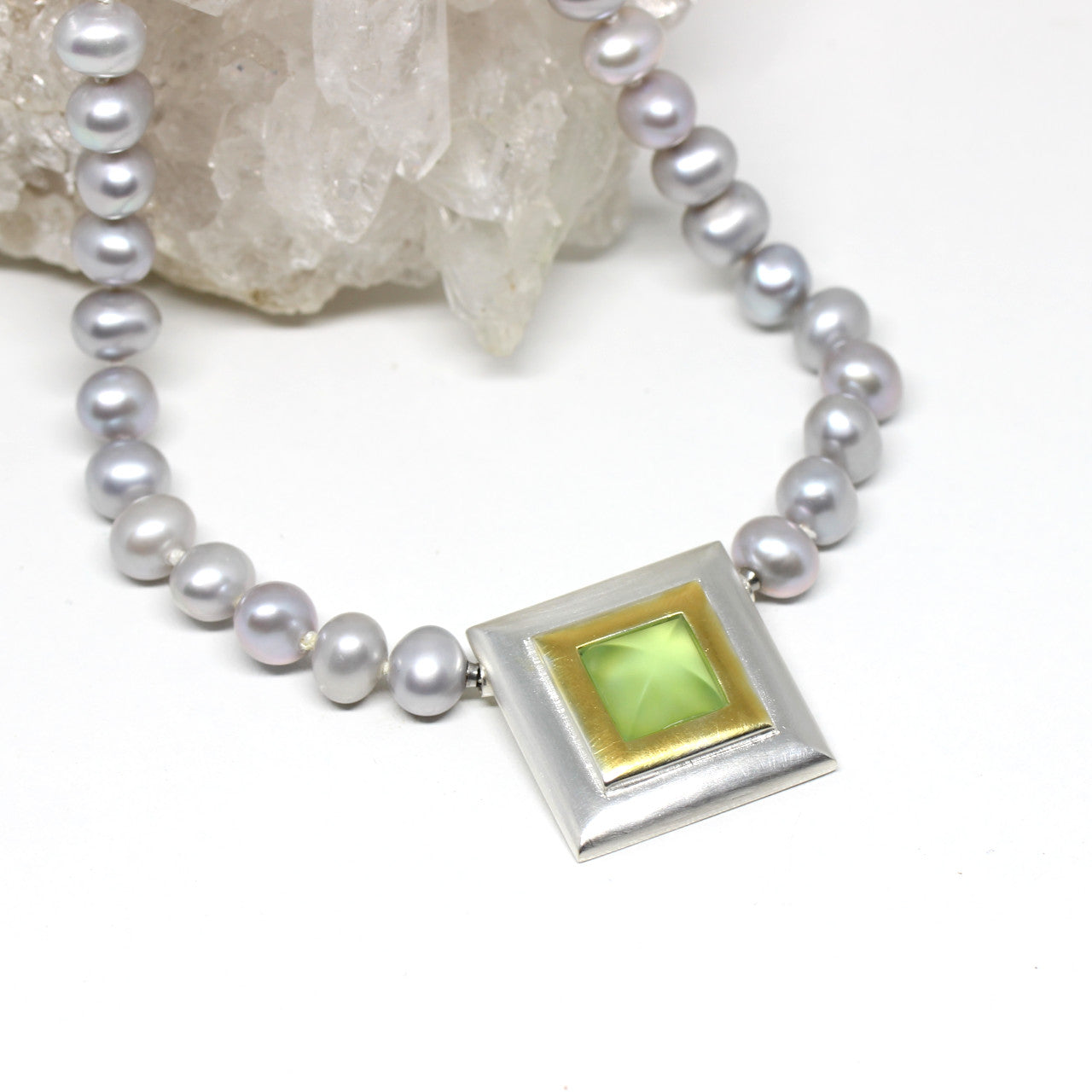 Wechselschließe Silber mit grünem Stein