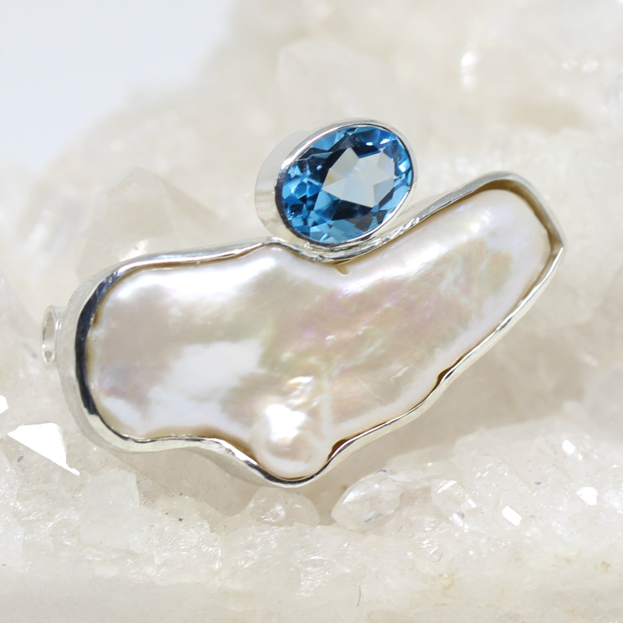 Wechselschließe Blautopas und Perle