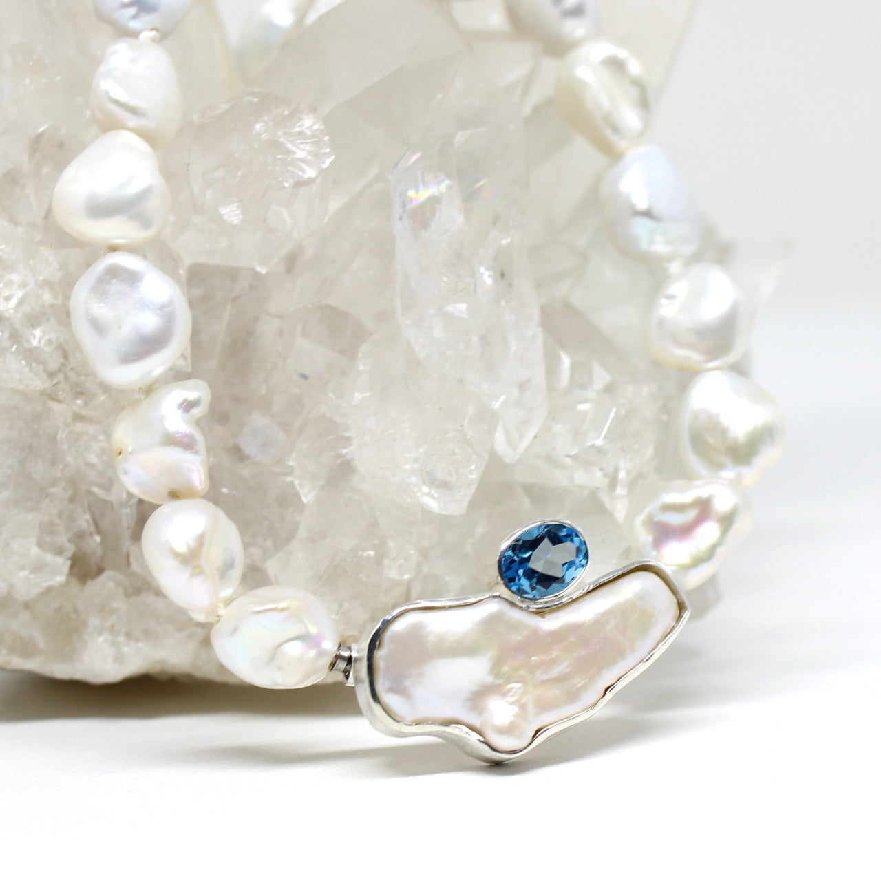 Wechselschließe Blautopas und Perle