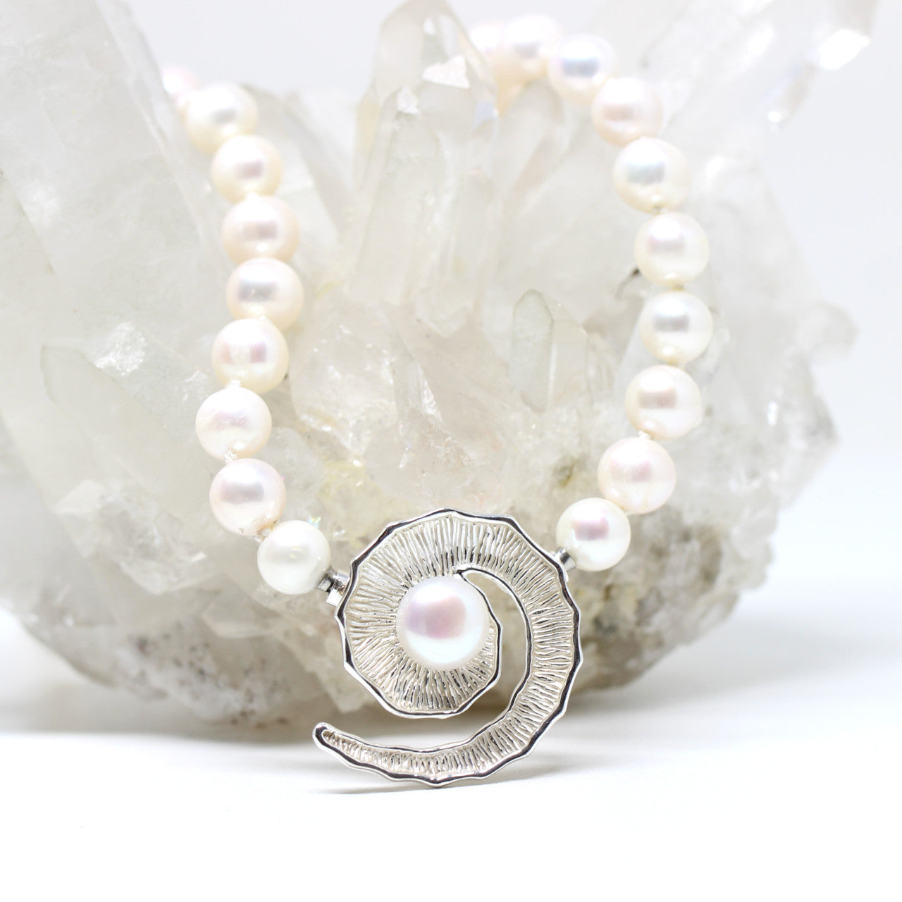 Wechselschließe Spirale in Silber mit Perle