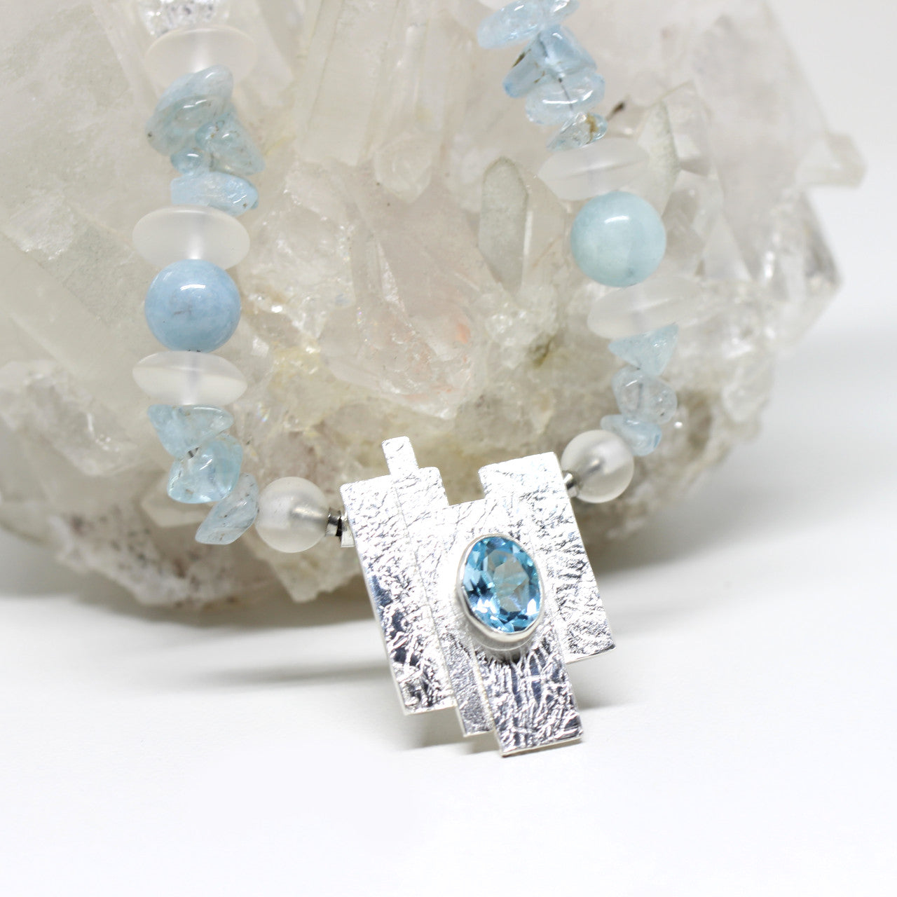 Wechselschließe Seidenmatt mit Blautopas