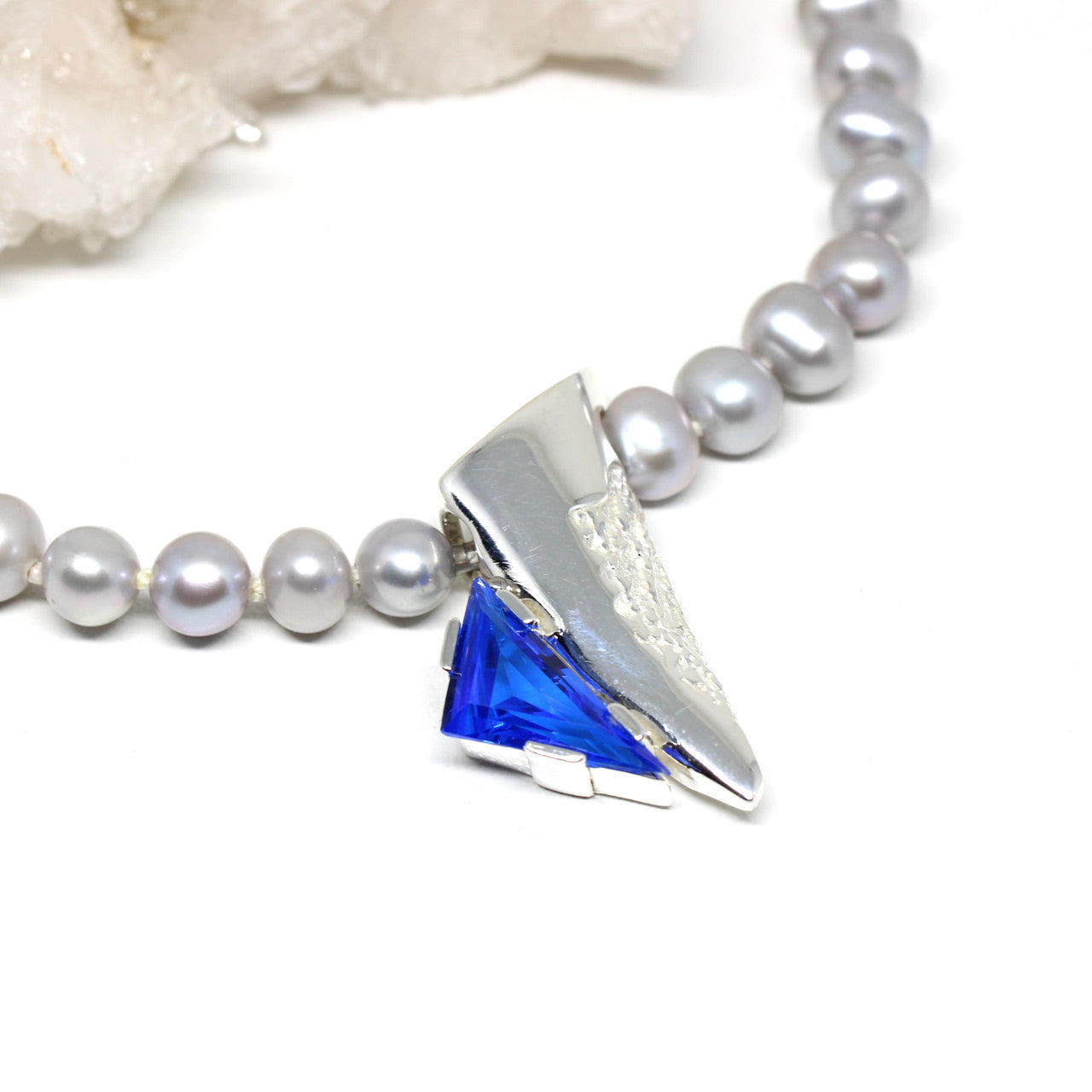 Wechselschließe Silber mit blauem Zirkonia