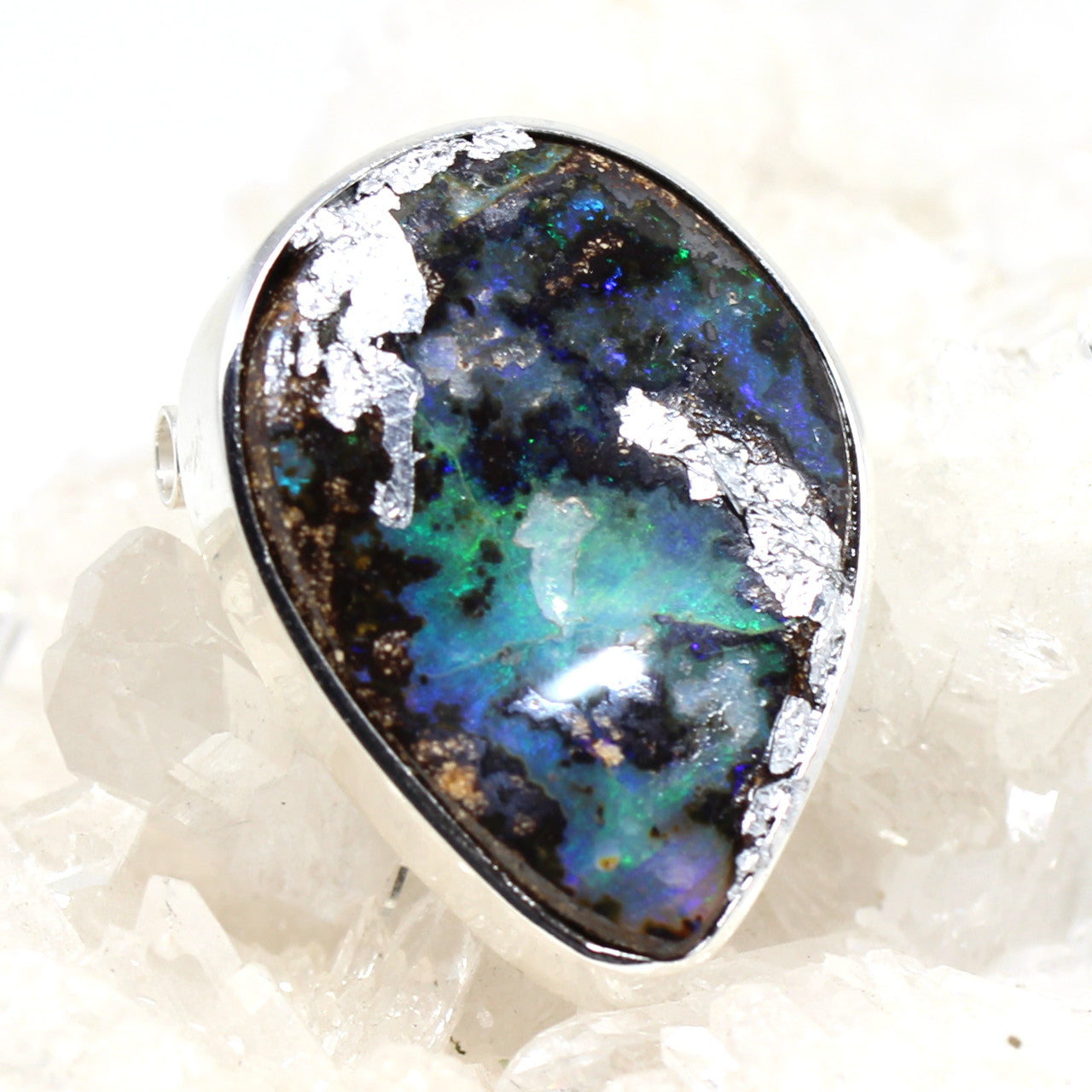 Wechselschließe Boulder Opal mit Blattgold