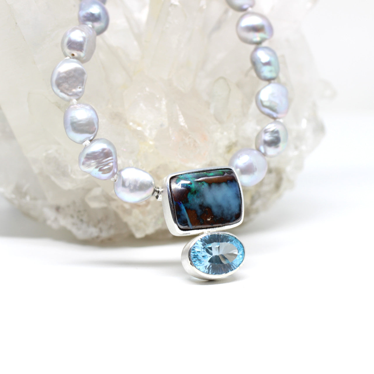 Wechselschließe Opal und Blautopas