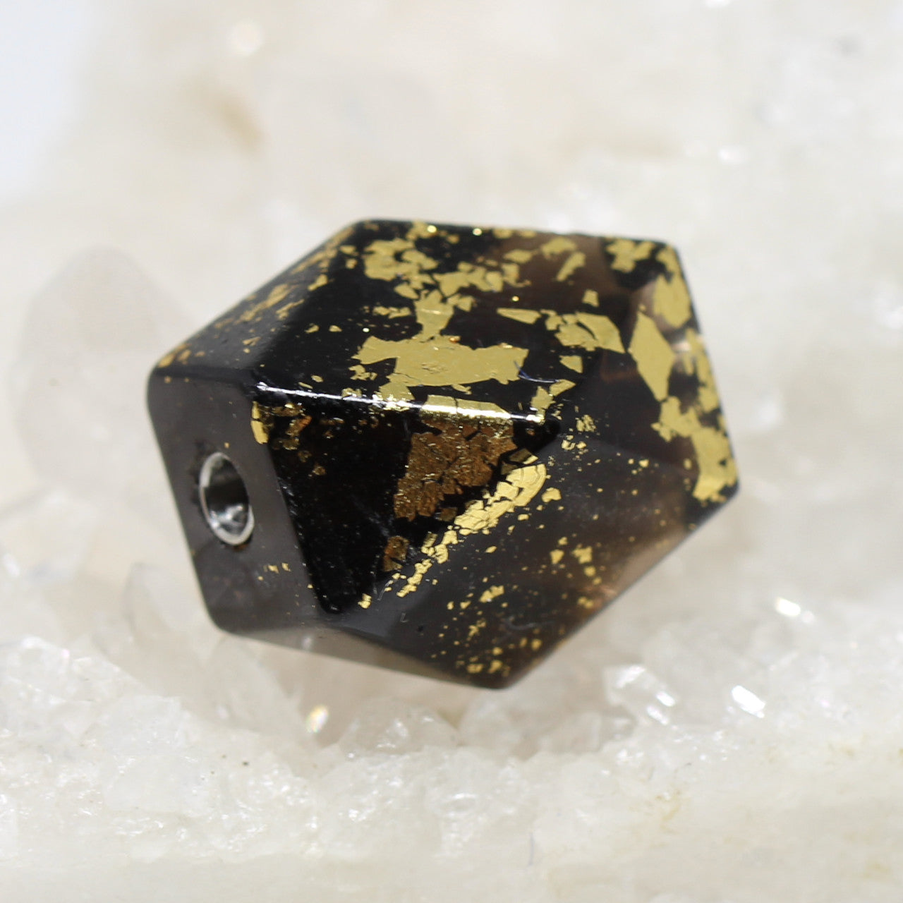 Wechselschließe Rauchquarz mit Blattgold