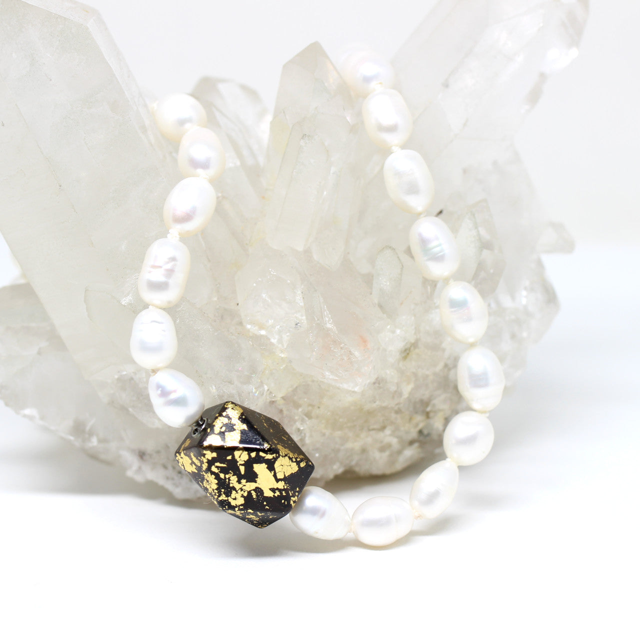 Wechselschließe Rauchquarz mit Blattgold