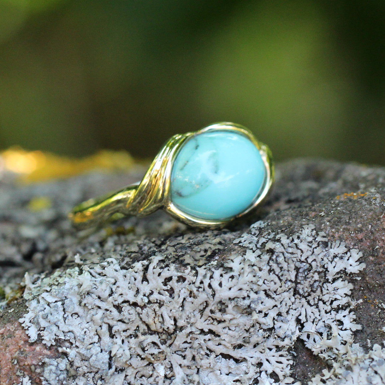 Ring in 333 Gelbgold mit Türkis Größe 53