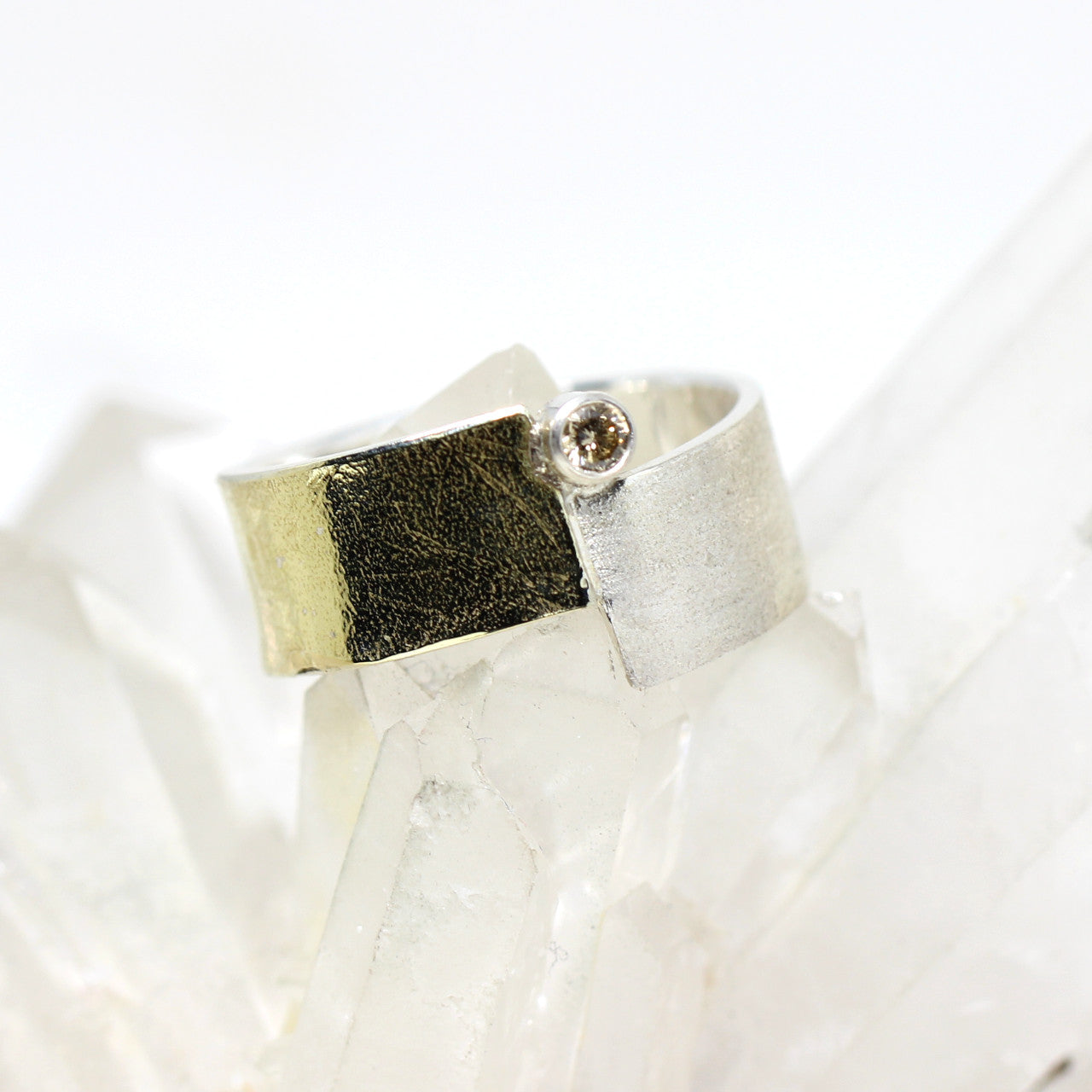 Silberring zweifarbig mit Brillant