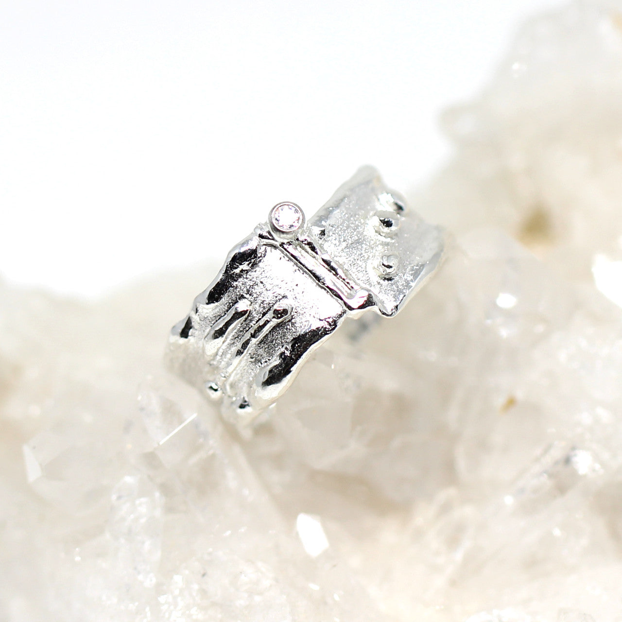 Silberring mattiert mit Zirkonia