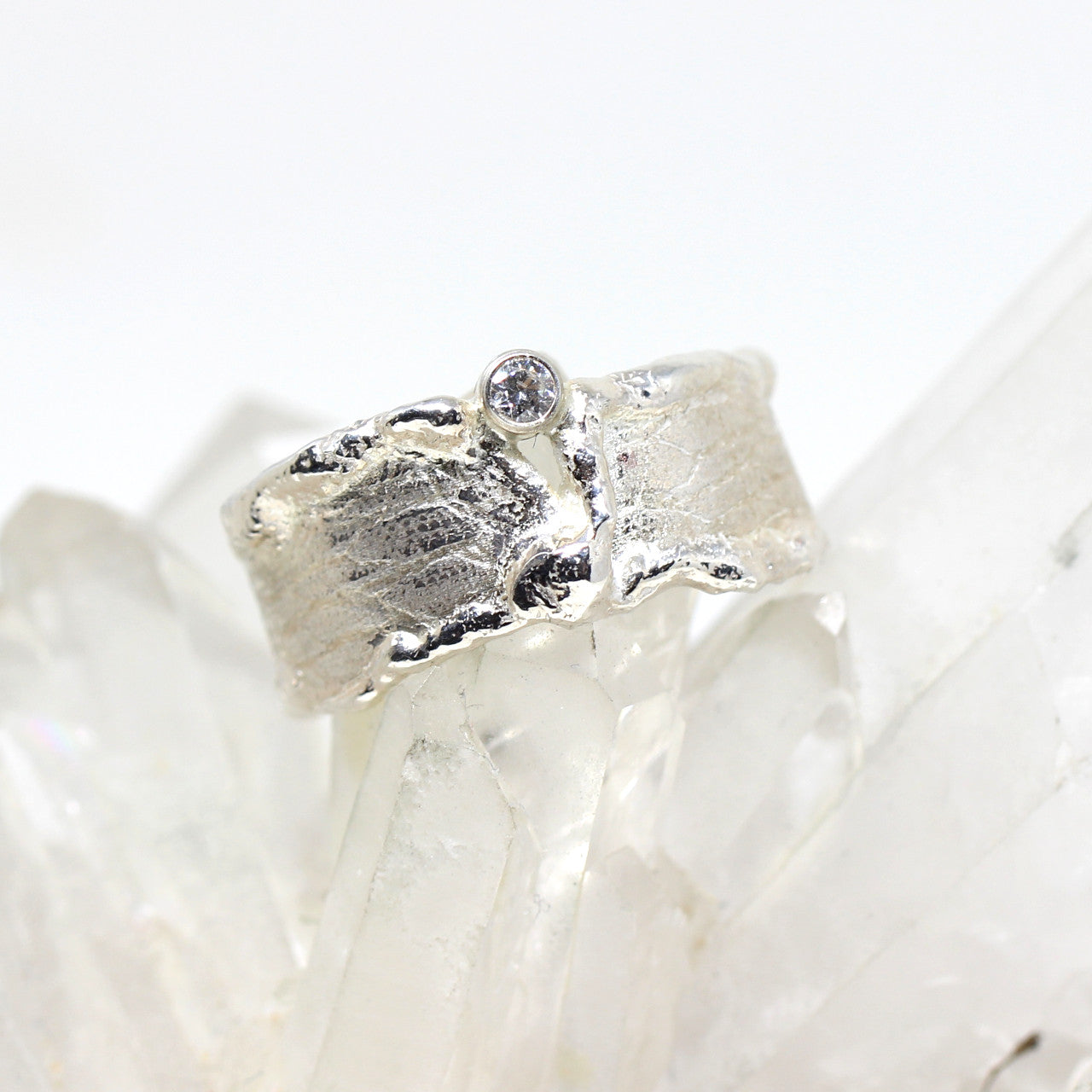 Silberring Seidenmatt mit Zirkonia