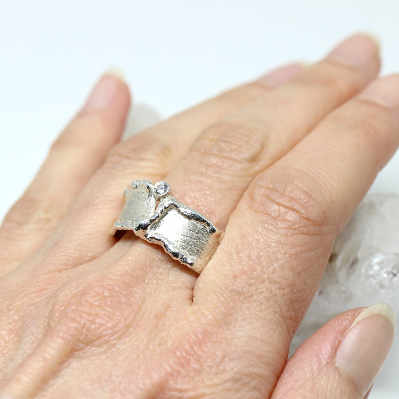 Silberring Seidenmatt mit Zirkonia