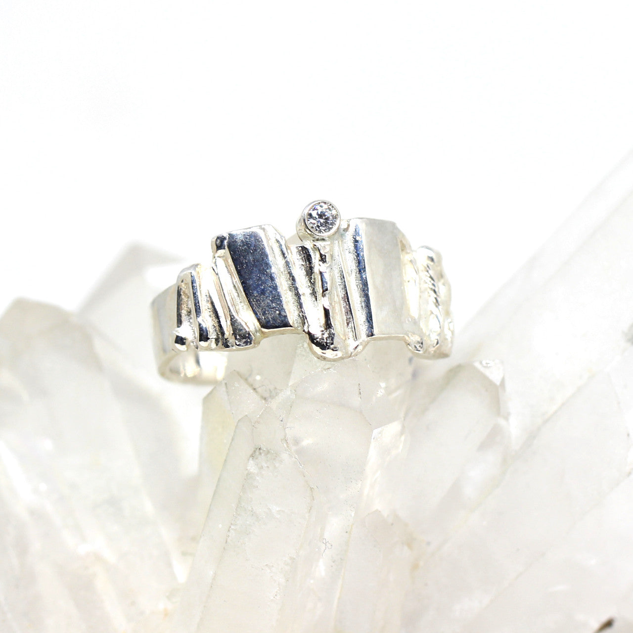 Silberring handgefertigt mit Zirkonia