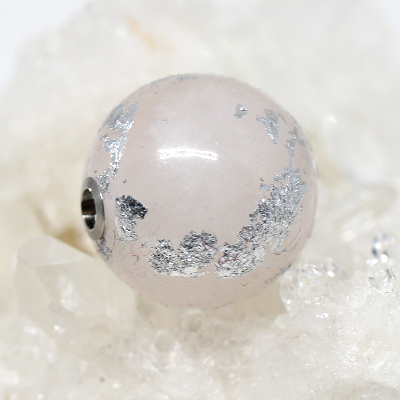 Wechselschließe Rosenquarz Kugel Blattsilber