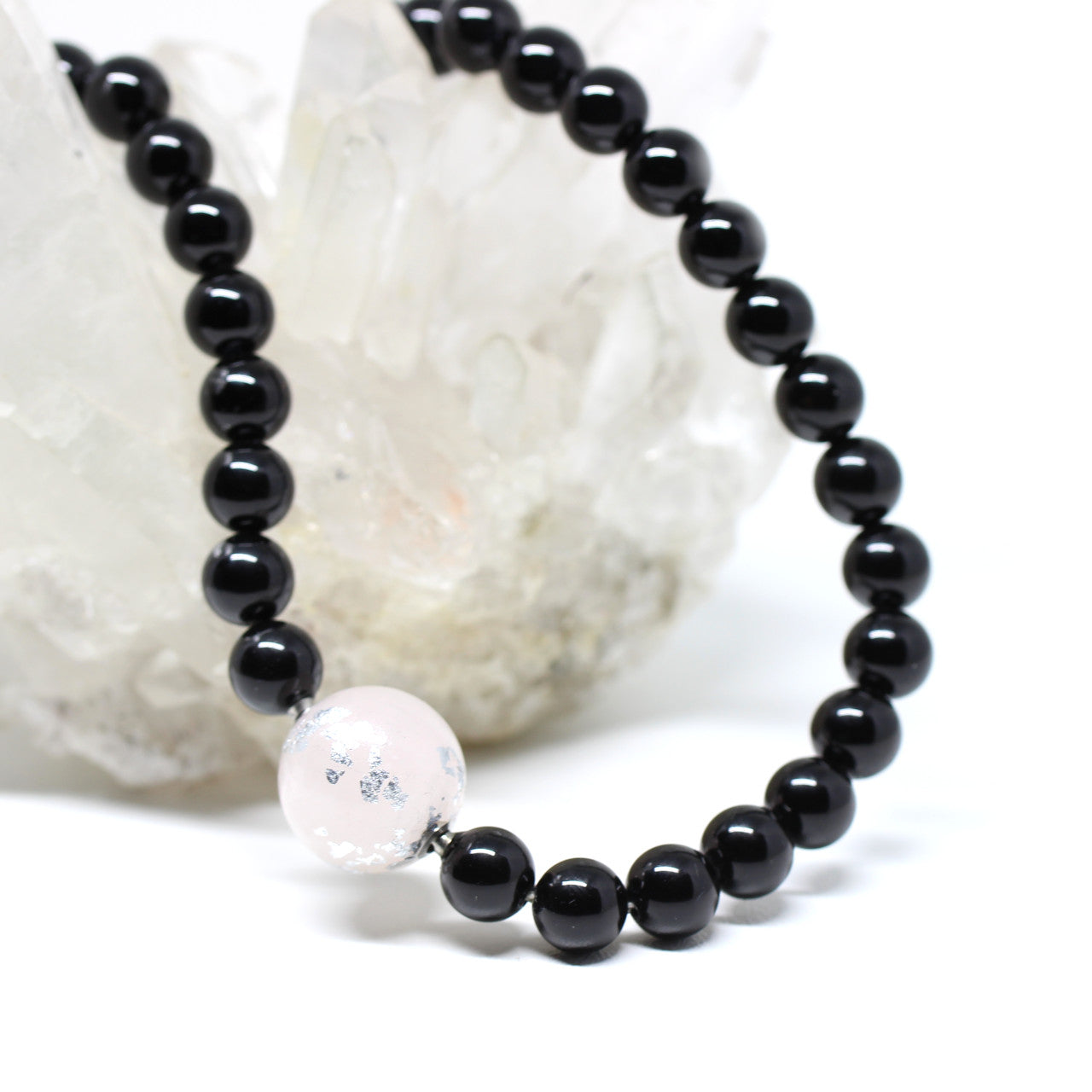 Wechselschließe Rosenquarz Kugel Blattsilber