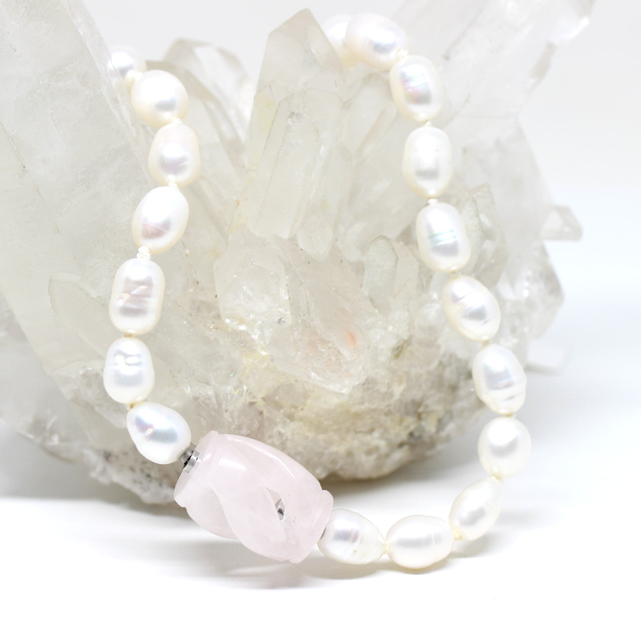 Wechselschließe Rosenquarz Walze