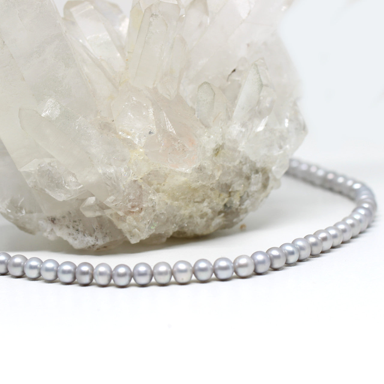 Wechselkette Perlen grau klein