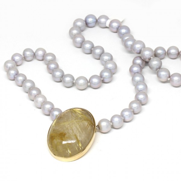 Wechselkette Perlen grau 9 - 9,5 mm